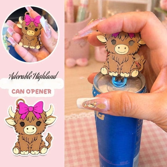 Cow Can Opener Nail Saver Cartoon Bottle Opener Tool Easy Tab Lifter for Soda Beer Cans Portable Kitchen Gadget, Can Opener for Home Kitchen Bar Party Travel Drink Opener Nail Protection Tool