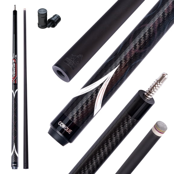 Cow Carbon Fiber Pool Cue Stick with 12.5mm Professional Low Deflection Billiard cue Stick