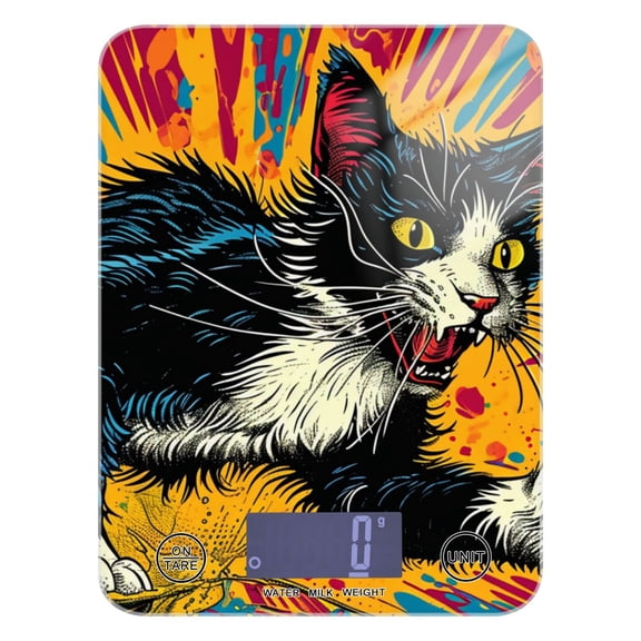 Cow Cat Food Scale Digital Kitchen Scale Waterproof Tempered Glass Tare Function 11 lb for Baking Cooking Meal Prep