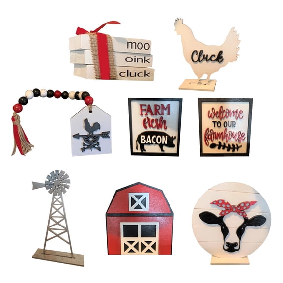 Cow Cattle Tray Decoration Farmhouse Ornament High Ground Layer Tray Kitchen Centerpiece Tabletop Display