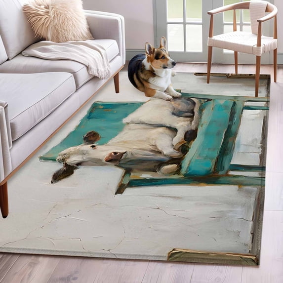 Cow on Chair 2.7'x5' Rug for Office Desk Chair Area Small Bedroom ...