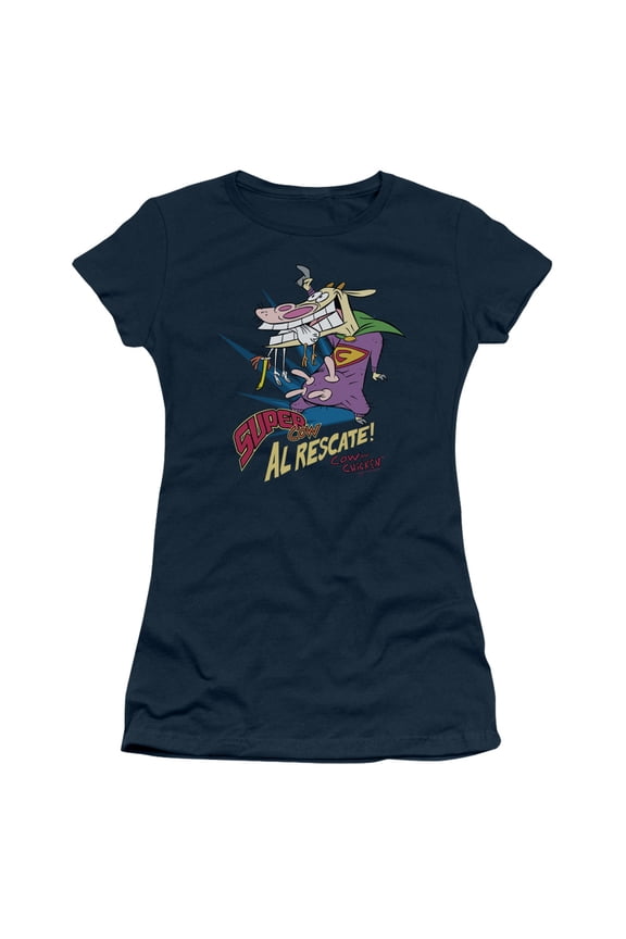 Cow & Chicken Super Cow S/S Junior Women's T-Shirt Sheer Navy