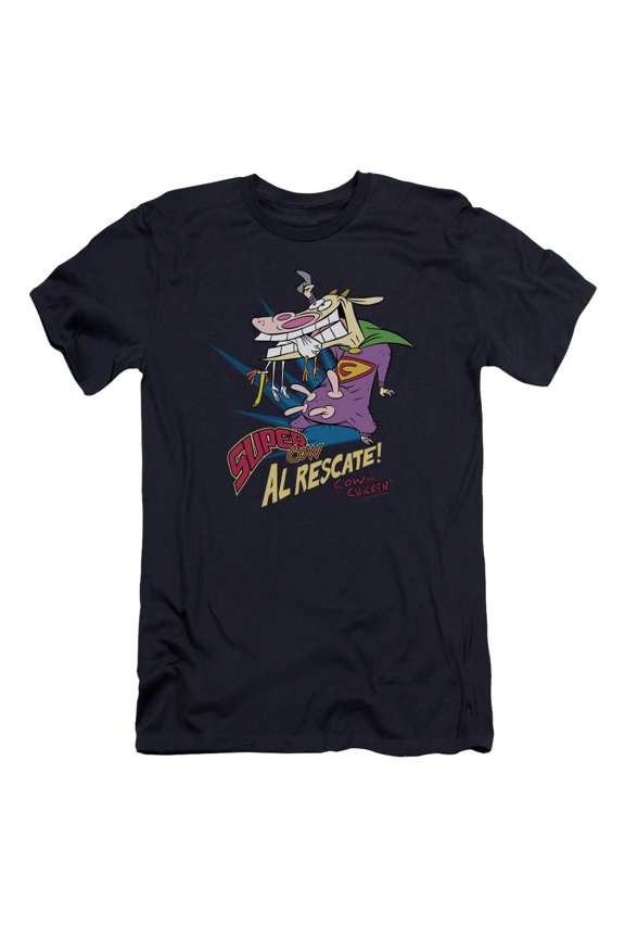 Cow & Chicken Super Cow Premium Canvas Adult Slim Fit 30/1 T-Shirt Navy
