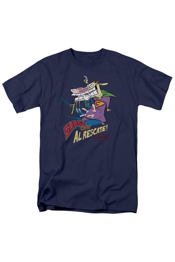 Cow & Chicken Super Cow S/S Adult 18/1 T-Shirt Navy 4X