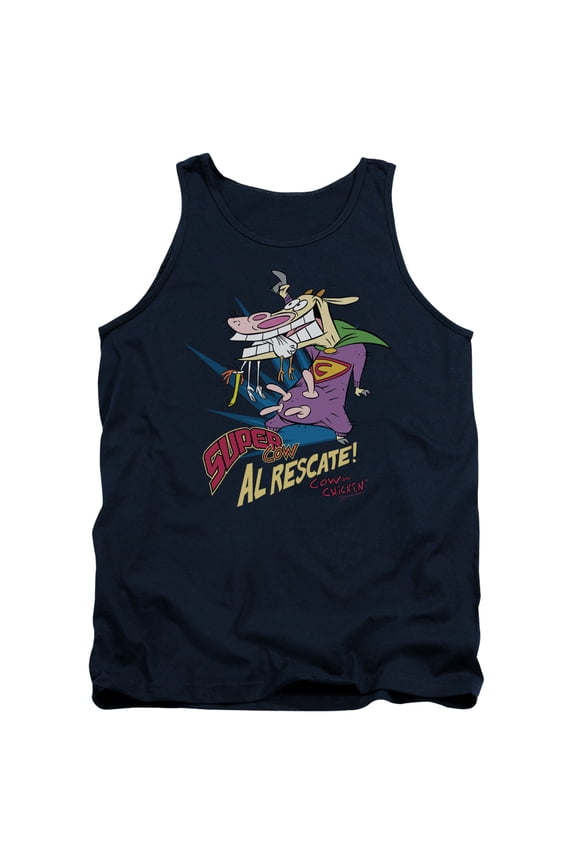 Cow And Chicken Men's Super Cow Mens Tank Navy