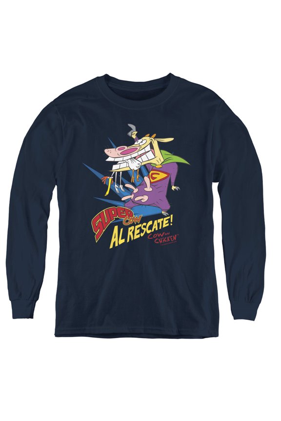 Cow & Chicken - Super Cow - Youth Long Sleeve Shirt - Small