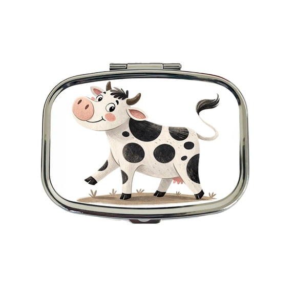 Cow Children's Illustration Style Small Travel Handbag Pill Box Case