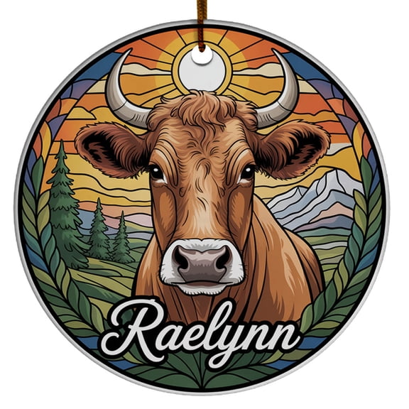 Cow Christmas Ornament Hanging Tree, Unique Cow Colorful Christmas Ornament Gifts for 2025, Customized Name Cow Animal Xmas Decor Christmas Ornament