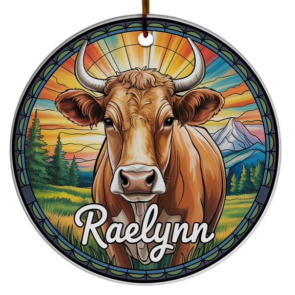 Cow Christmas Ornament Hanging Tree, Unique Cow Colorful Christmas Ornament Gifts for 2025, Customized Name Cow Animal Xmas Decor Christmas Ornament