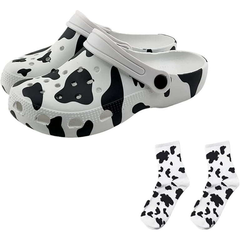 Cow Clogs with Cow Socks Comfortable Slip On Water Beach Sandals Indoor Outdoor Women s Anti slip Slippers Mules