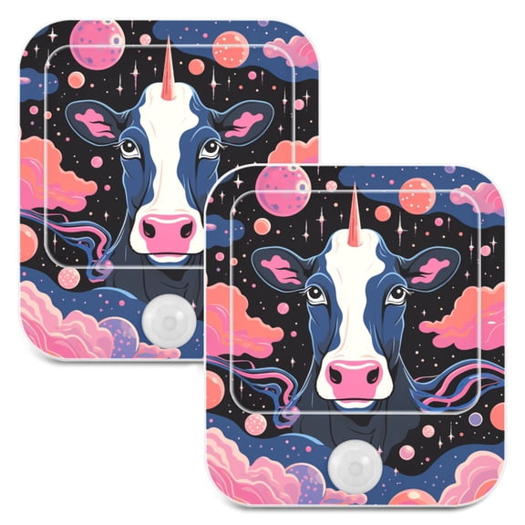 Cow Clouds Stars Night Lights Plug into Wall LED with Auto Light Sensor Warm Light for Kids Hallway Bedroom Living Room Kitchen Bathroom Set of 2