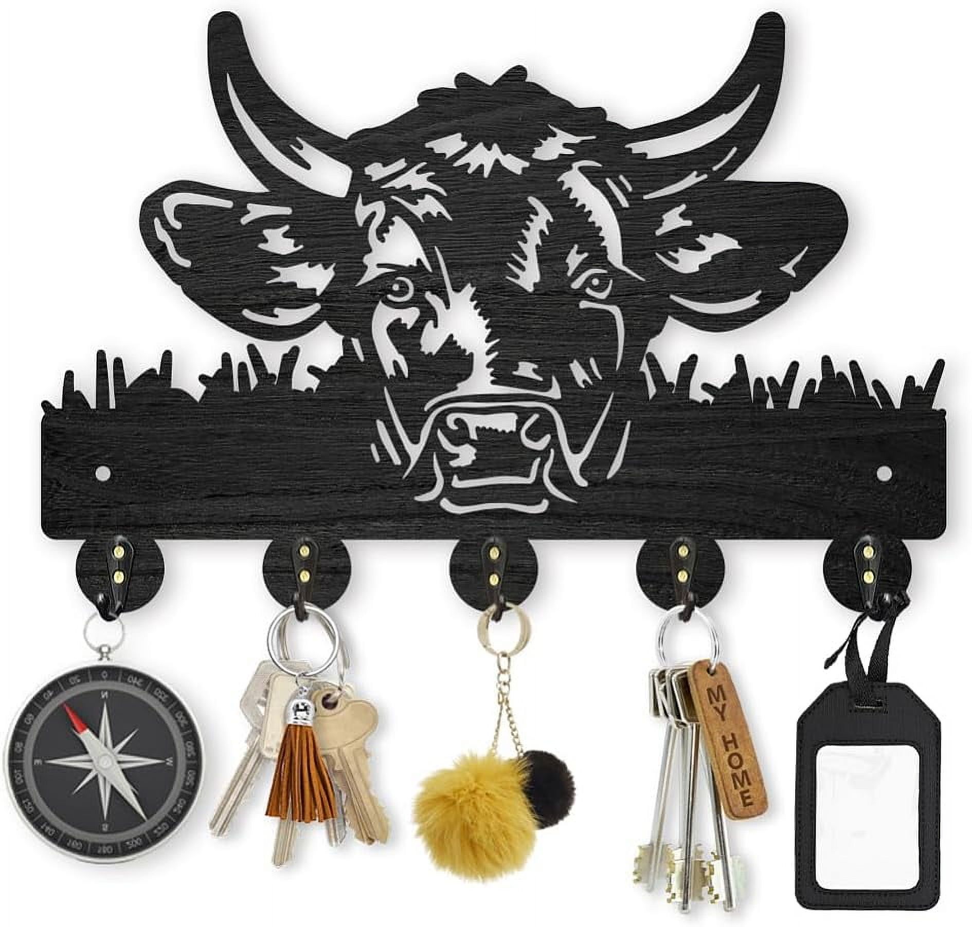 Cow Letter Rack Cow Coat Rack Wall Mount 11.8×7.9inch Wood Farm Animal Wall Art Decor ...