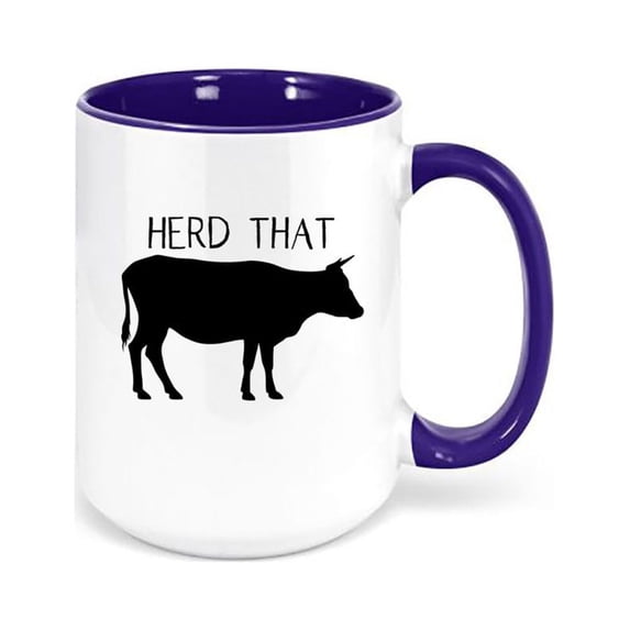 Cow Coffee Cup, Herd That, Cattle Farmer Mug, Gift For Farmer, Herding Cup, Cattle Farmer Gift, Sublimated Design, Cow Mug, Funny Mugs, BLUE