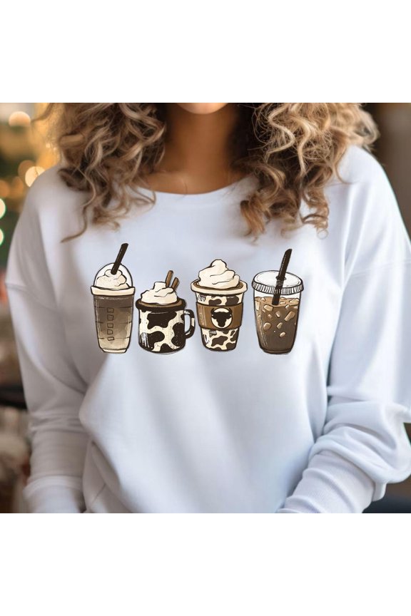 Cow Coffee Mug But First Coffee Iced Latte Lover Sweatshirt All Size S-5Xl