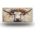 thumbnail image 1 of Cow with Colorful Flower Crown on Rustic Background Front License Plate,Metal License Plate,Funny Standard Plates Personalized Novelty Decorative For Men/Women/Boys/Girls Car 6×12 Inch, 1 of 7