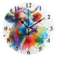 thumbnail image 1 of Cow Colorful and Painting Black 10 inch Wall Clocks Non Ticking Easy to Read Battery Decorative for Home Bathroom Kitchen Bedroom Living Room, 1 of 8
