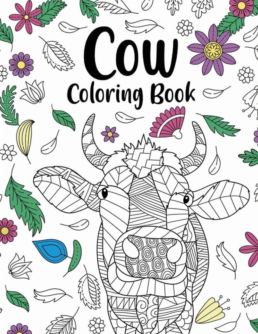 Cow Coloring Book: Adult Coloring Book, Cow Owner Gift, Floral Mandala Coloring Pages, Doodle Animal Kingdom, Funny Quot, (Paperback)