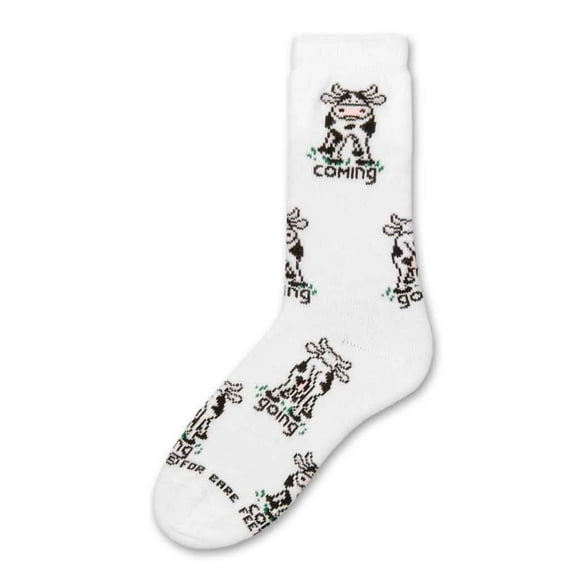 Cow Coming Going Socks Animal Den,White/Grey/Black/Red,Women Shoe Size: 6-11 or Men Shoe Size: 5-10