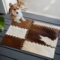 thumbnail image 1 of Cow Cowhide Front Door Rugs 2x3 ft Abstract Brown Seam Leather Small Rug for Entryway Non Slip Washable Bathroom Door Mat Absorbent Floor Mat for Indoor Entrance, 1 of 9
