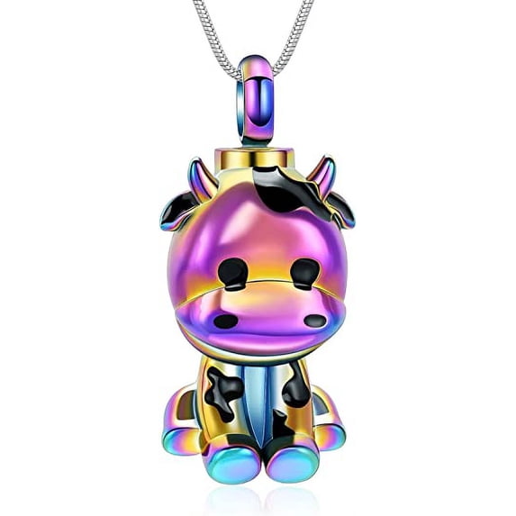 Cow Cremation Urn Necklace Ashes Jewelry Stainless Steel Cremation Necklaces Memorial Keepsake Jewelry