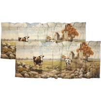 Cow Curtain Valances Funny Western Farmhouse Animal Wildlife Window Treatment Valance Curtains for Bathroom 54 by 18 in, 2 Panel