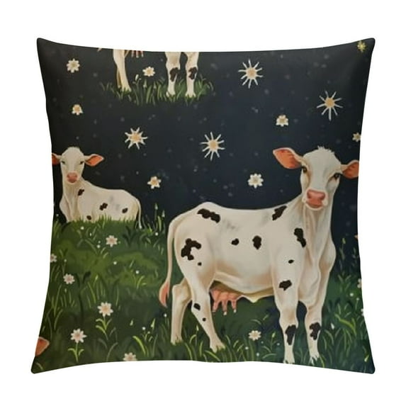 Cow Cushion Case Milk Cow Throw Pillow Coversfor Sofa Couch Bed Chair Decor Animal Decorative Pillow Case Pillowcase Super Soft Black White Outdoor Pillows Covers Farmhouse