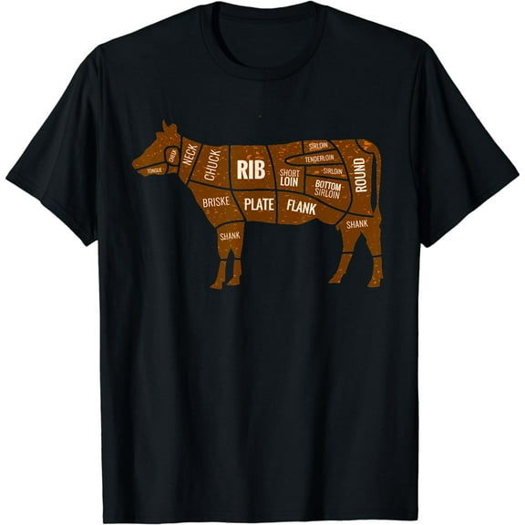 Cow Cuts T-Shirt - Beef, Rib, Steak, Meat Lover Tee mens t shirt，black，women，funny，misfits，men，journey，t-shirt