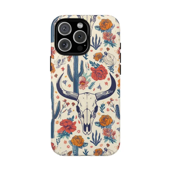 Cow Desert Floral Design Case for iPhone 17 to 11 Pro Max