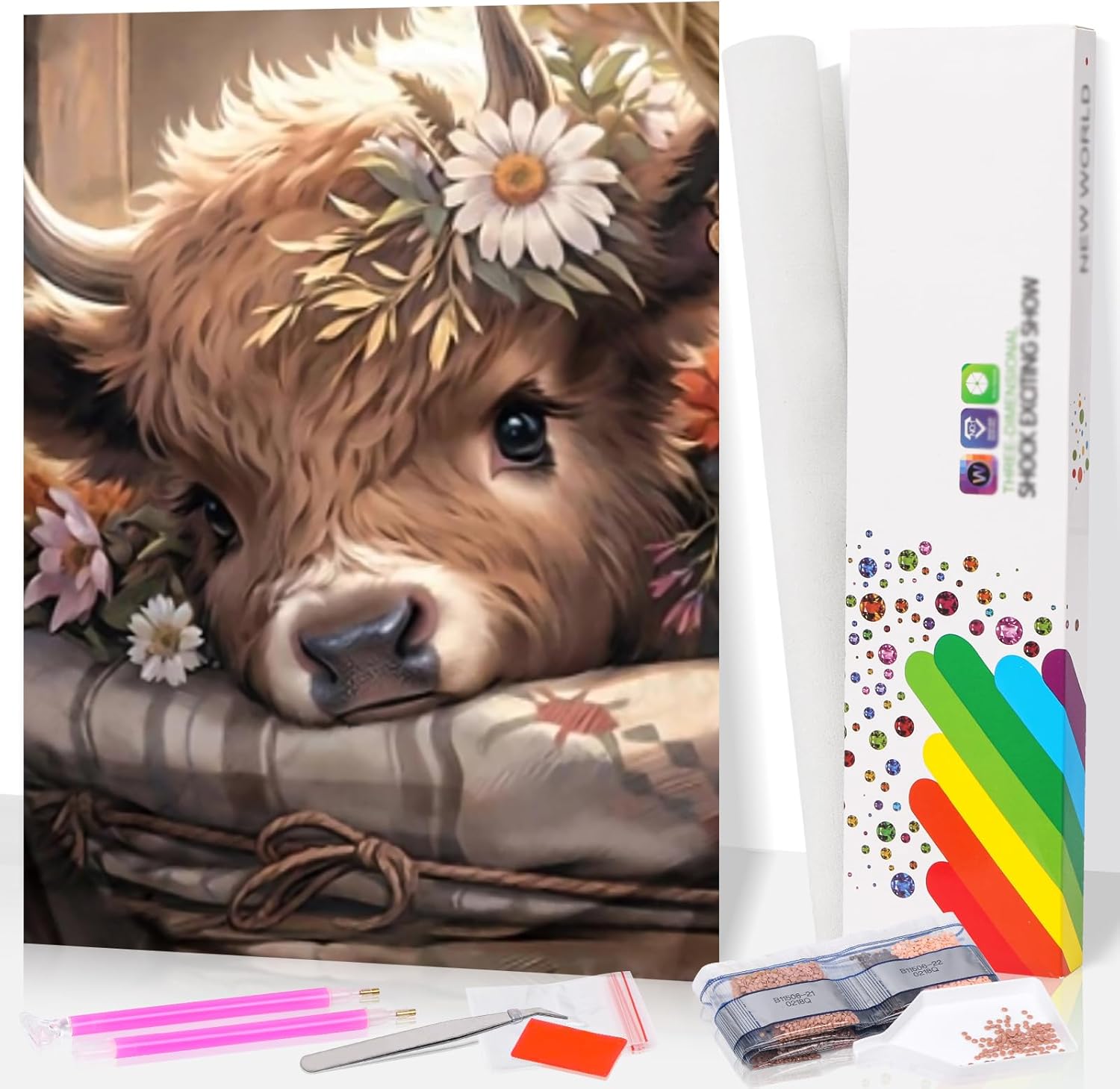 5D DIY Diamond Painting Kit - Cute Cow Full Drill Art | 11.8x11.8 Inch Craft For Adults & Beginners