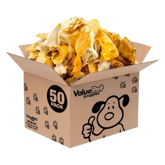 Cow Ears, Varied Shapes, Small, 50 Count Bulk Pack - All Natural Dog Treats, Angus , Single Ingredient, Cleans Teeth & Gums