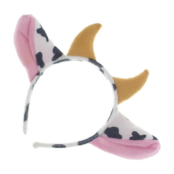 Cow Ears and Horns Headbands Bows Elastic Hair Hoop for Party Creature Cosplay Suitable for Adults and Children