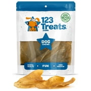 Cow Ears chew treats for Dogs 10 Count Natural Animal Ear chews from Free Range Grass Fed Cattle with No Hormones, Additives or Chemicals by 123 Treats