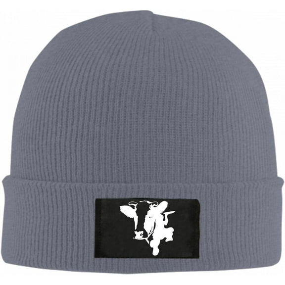 Cow Face Clipart Beanie Hat for Women Men Winter Hat Cuffed Winter Beanie Warm Skull Cap Plain Knit Hat Cap