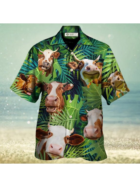 Cow Face Troll Funny Lover Cattle Tropical Style Hawaiian Shirt – Trendy Aloha