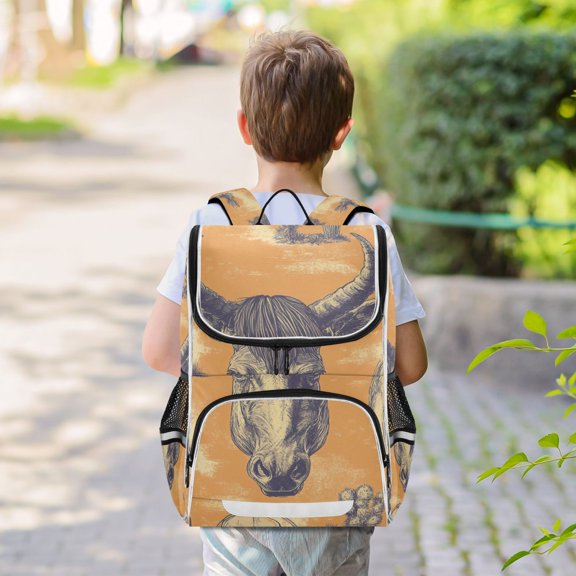 Cow Face Wild Backpack Big Laptop Backpack Casual Daypack Quilted Large Capacity Large Bookbags