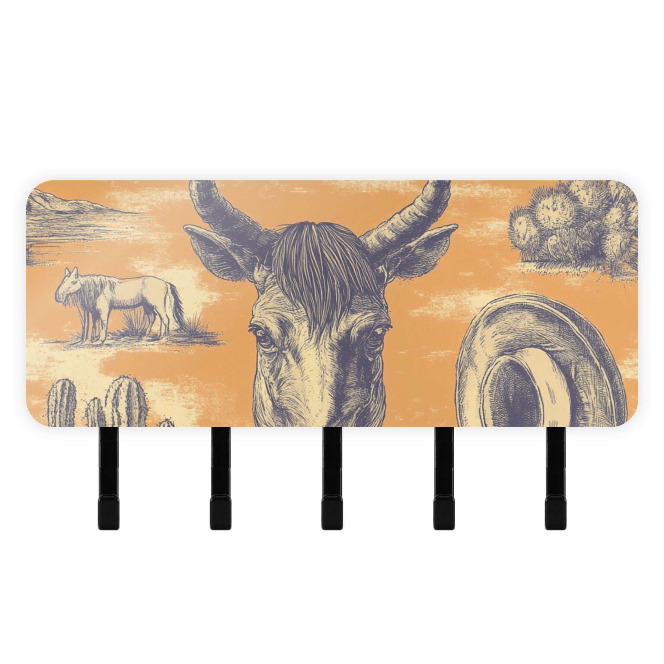 Cow Letter Rack Cow Face Wild Key Holder for Wall Mail Holder Organizer with 5 Key ...