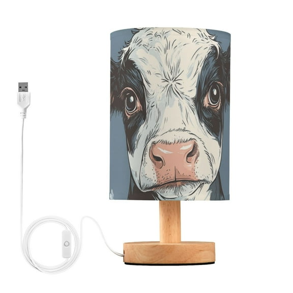 Cow Faces Hand Drawn Table Lamp with USB Port LED Warm Light Lamp Night Light Home Decor