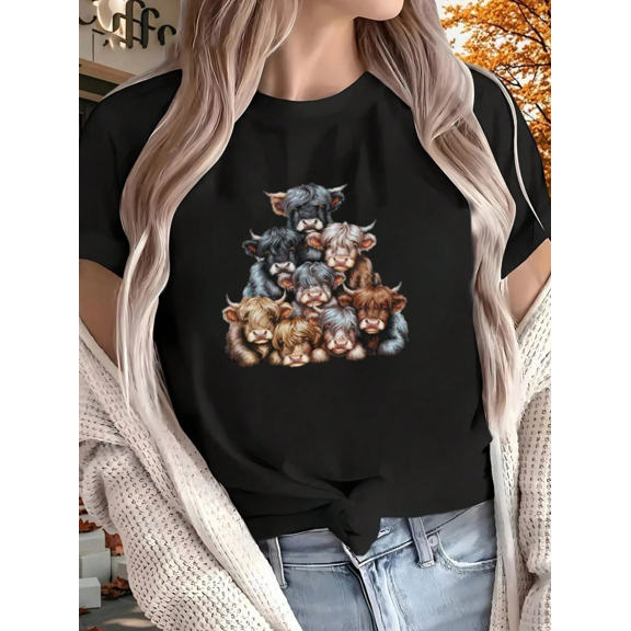 Cow Family Illustration Unisex T-Shirt Cute Animal Lover Graphic Design up to size 5XL