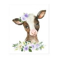 thumbnail image 1 of Cow, Farm Animals, Barn Animals, Barnyard, Purple Flowers, Gender Neutral Nursery - Illustration Unframed Wall Art Print 24 x 32 inches, 1 of 13