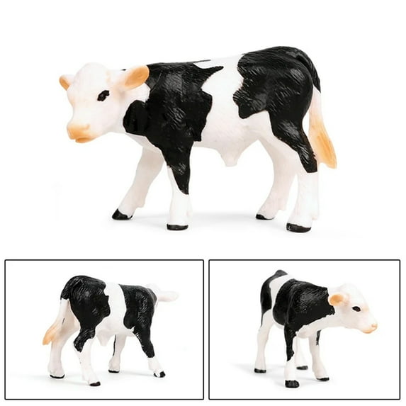 Cow Figurine,Farm World,1PCS Farm Animal Toys,Black and White Holstein Cow Toy Figure,7cm