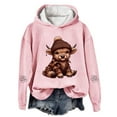 thumbnail image 1 of Cow Flannel Hoodie Western Print Pullover Cozy Sweatshirt for Holiday Festive Outfit, 1 of 3