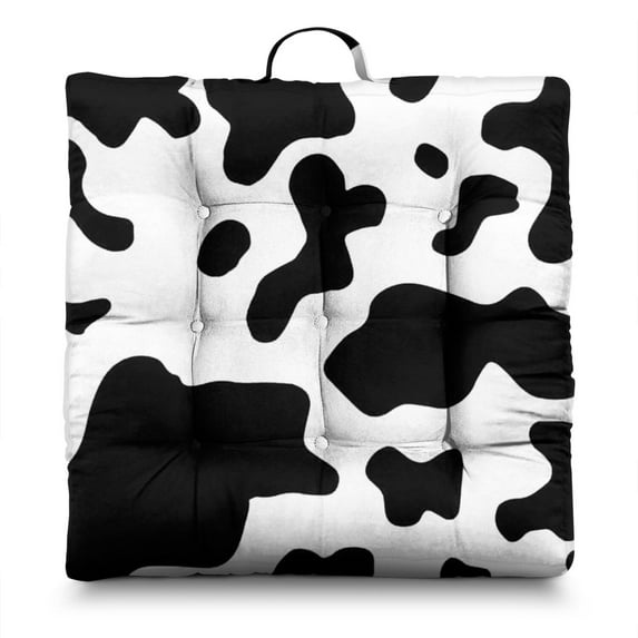 Cow Floor Pillow – 22x22 Inch Large Square Meditation Cushion, Dutch Velvet, Classic Black & White Cow Print (Farmhouse Rustic Aesthetic for Country-Themed Decor)