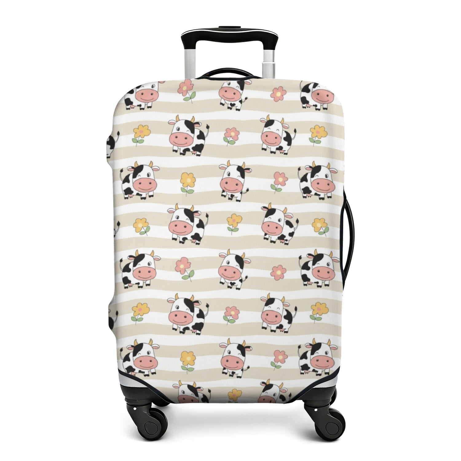 Dust Cap Microscope Cow and Flower Beige Pattern Luggage Cover,Stretch Suitcase Dust Cover ...
