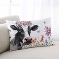 thumbnail image 1 of Cow Flower King Size Pillow Cover, Pillowcase Protectors with Zipper, Breathable Decorative Throw Pillow Case Cover, Farmhouse Cattle Botanical Butterfly Floral Pillow Shams for Couch Sofa 20x36Inch, 1 of 8