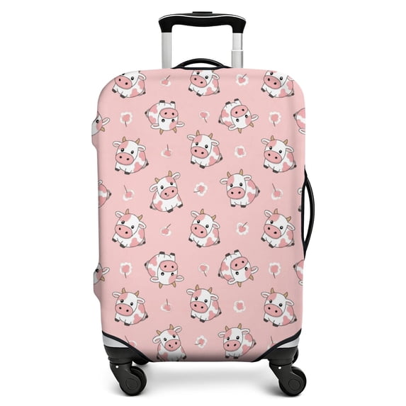 Cow and Flower Pink Pattern Luggage Cover,Stretch Suitcase Dust Cover ...