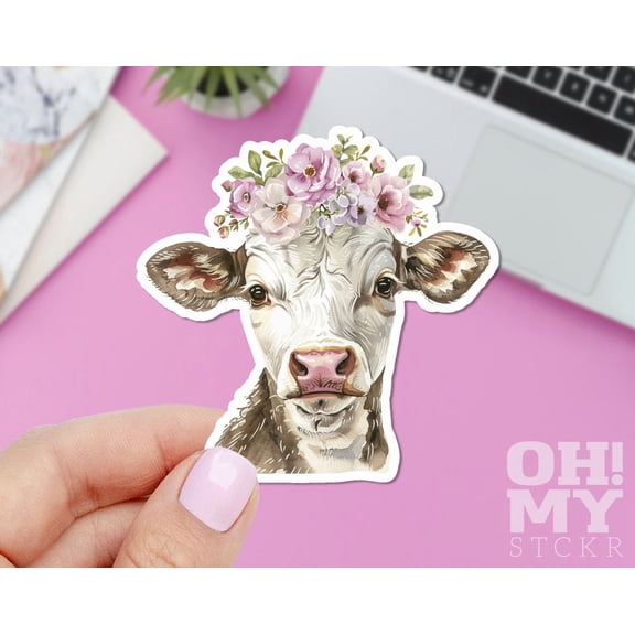 Cow Flowers Animal Summer Ipad Sticker