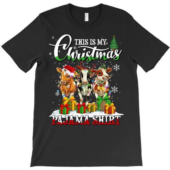 Cow Funny Cattle This is My Christmas Pajama Cow Reindeer Tree Lights G32759 Unisex T-Shirt, Up to Size 5XL