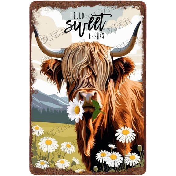 Cow With Funny Quote Nice Ass Aluminum Sign Funny Bathroom Decor Vintage Poster Rustic Farmhouse Decor Shabby Chic Picture for Cafes Club Pub Sign Gift 12x8 Inches