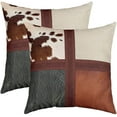 thumbnail image 1 of Cow Fur Geometry Throw Pillow Covers 20"x20" Set of 2 Soft Cowhide Farmhouse Cushion Covers Pillow Cases for Couch Sofa Bedroom Car Reversible Western Farm Animal Skin Decorative Throw Pillowcases, 1 of 1
