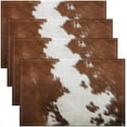 thumbnail image 1 of Cow Fur Indoor Outdoor Kitchen Dinner Party Decor Table Mats Kids Cute Cowhide Table Mats Kitchen Farmhouse Placemats Set of 4 Dining Table Western Farm Animal Skin Brown White Placemats, 1 of 4